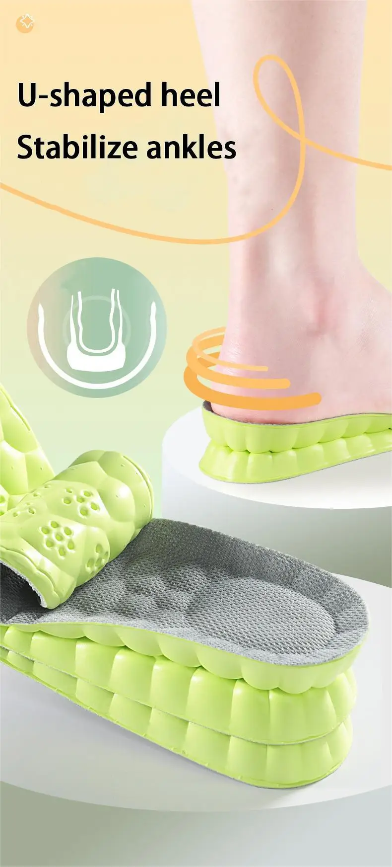 Fußgewölbe-Einlagen zur Erhöhung der Körpergröße, atmungsaktive, stoßdämpfende Sport-Einlegesohlen, weiche, bequeme Schuhpolster, 1 Paar. – Detail 7
