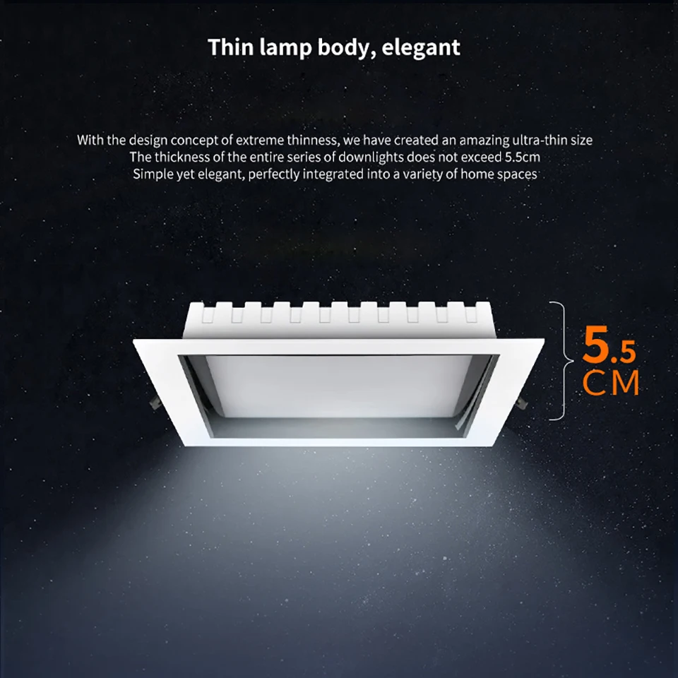 

Square Anti-glare LED Ceiling Downlight 9W 12W 15W 18W 24W 36W Recessed Lamp Downlight Living Room Bedroom LED Ceiling Light