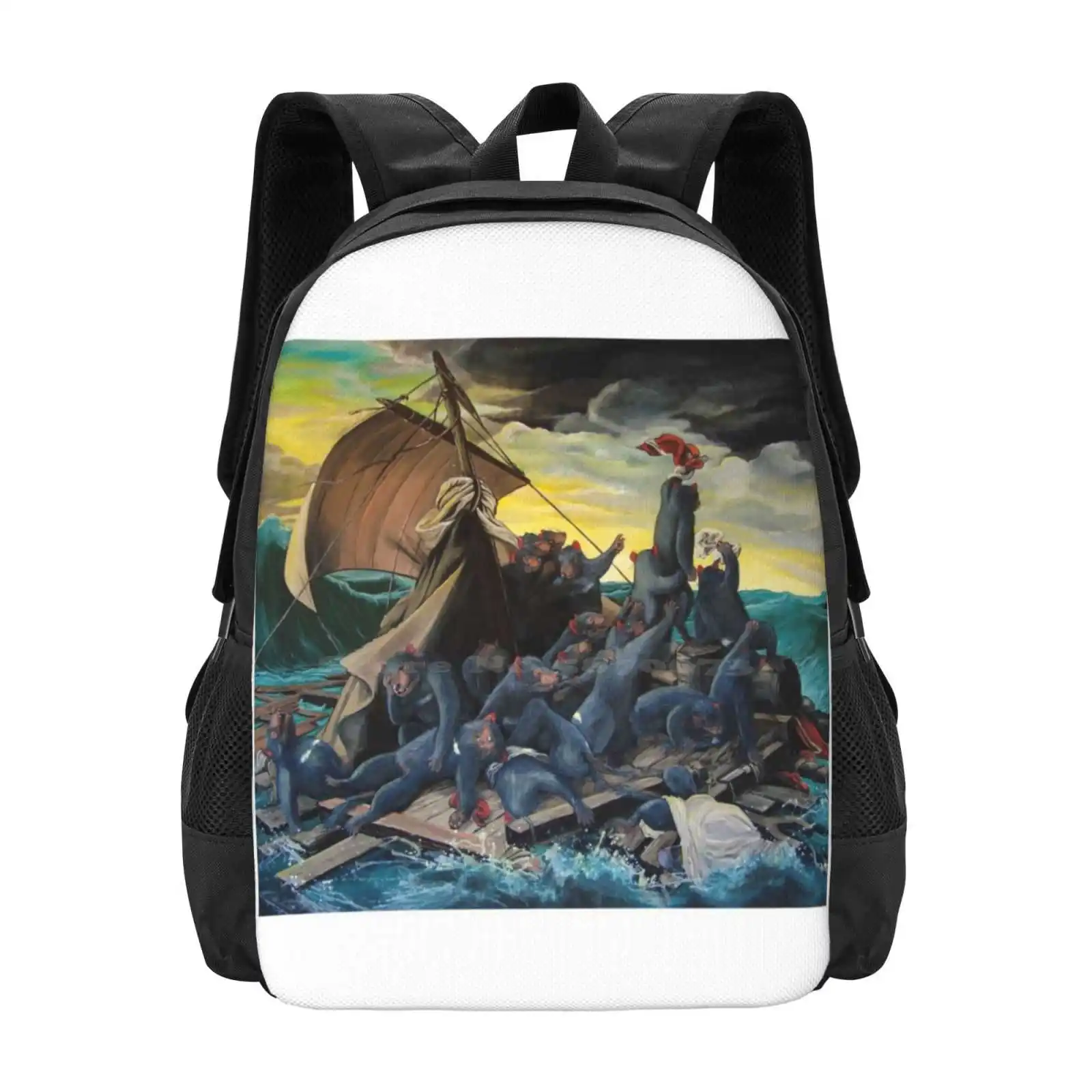 Raft Of The Marsupial Hot Sale Schoolbag Backpack Fashion Bags Raft Marsupial Tasmanian Devil Bill Flowers Snake Artist