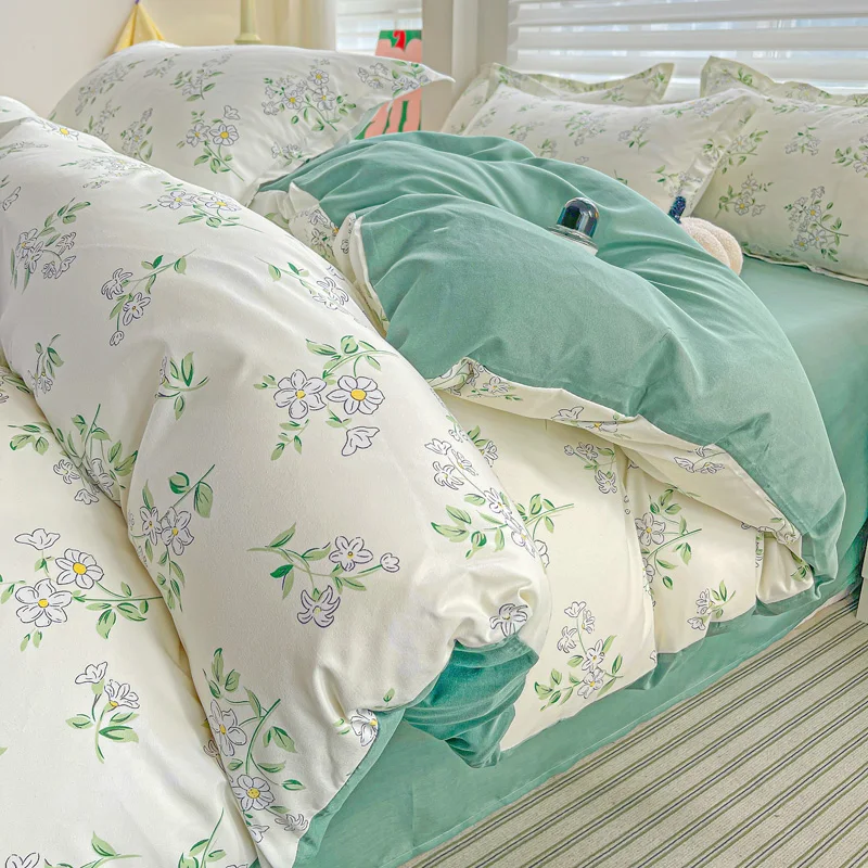 

2025 New Aloe Vera Cotton Skin-friendly Printed Single Quilt Cover A Korean-style Minimalist Instagram Small Floral Fresh Duvet