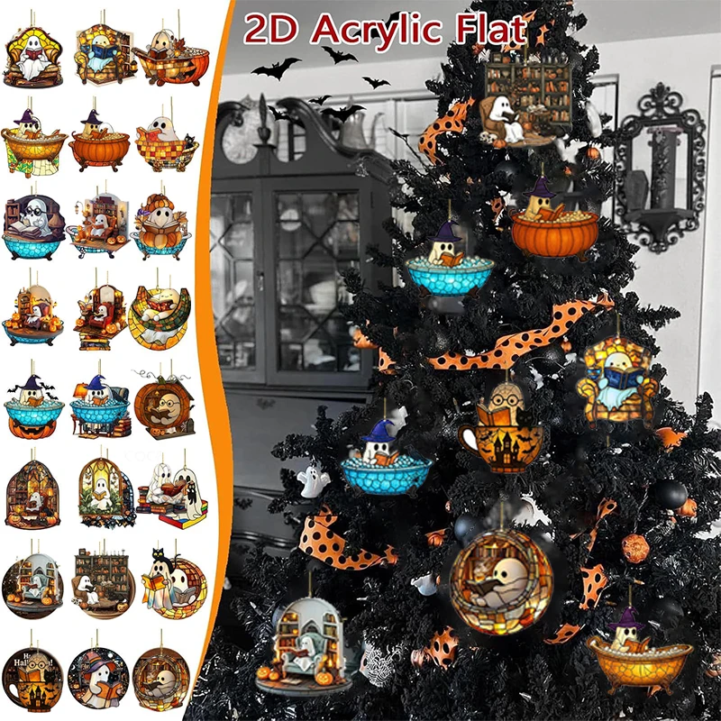 

2025Halloween Countdown Calendar 24 PCS Ghost Bubble Bath Ornament Advent Calendar, Spooky Funny Ghost Reading Book Decor