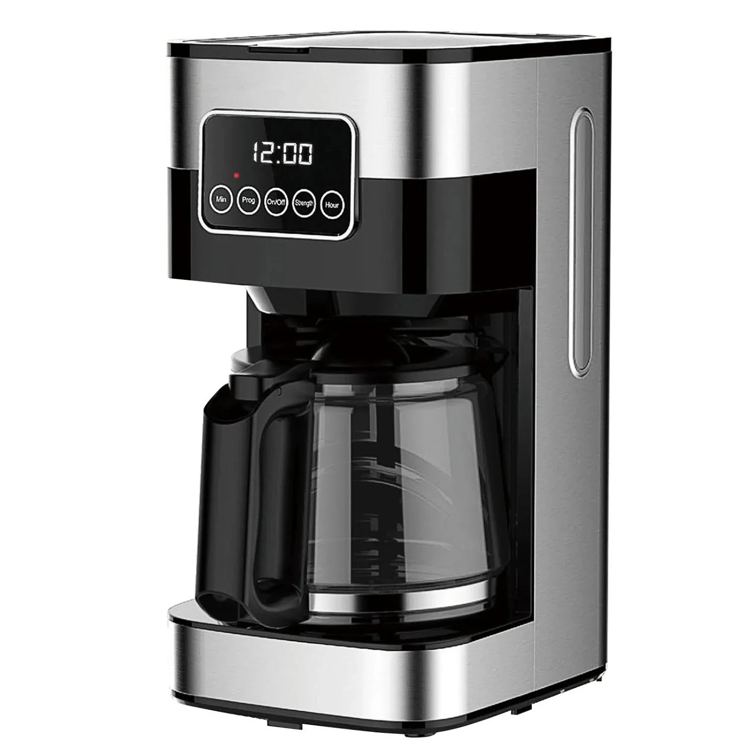 Automatic 10-Cup Aluminum Drip Coffee Maker with Grind and Brew Feature - Powerful 900W Machine for Freshly Ground Coffee