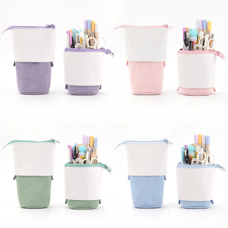 ที่ใส่ปากกาแบบดึงลงแบบพับเก็บได้กล่องดินสอผ้าลูกฟูกสําหรับนักเรียนมัธยมต้นและมัธยมปลายเพื่อจัดเก็บเครื่องเขียนและดินสอ