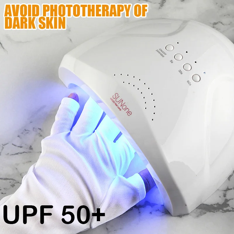 UPF 50+ 1Pair Anti UV Radiation Protection Nail Gloves LED Lamp Nail UV Protection Glove Gel Nail Dryer Light Nail Art Equipment