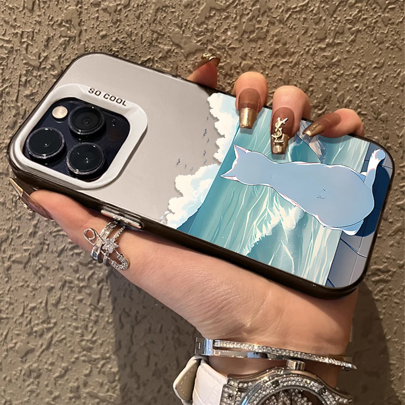 Cute Cat Watching the Sea Phone Case For Xiaomi Redmi Note 13 12 Pro Plus 5G 12S 11S 11 10 10S 9 9S Redmi 12 12C 13C Back Cover image 6