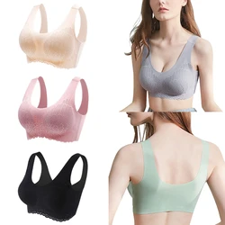 Sujetadores deportivos sin costuras para mujer, ropa interior Sexy de encaje, Push Up, Bralette con almohadilla, chaleco, Top