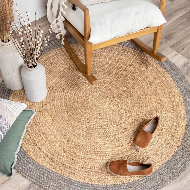 

Round Rug Jute Natural Floors Handmade Natural Feet Area Carpet Farmhouse Rug Rugs Living Room