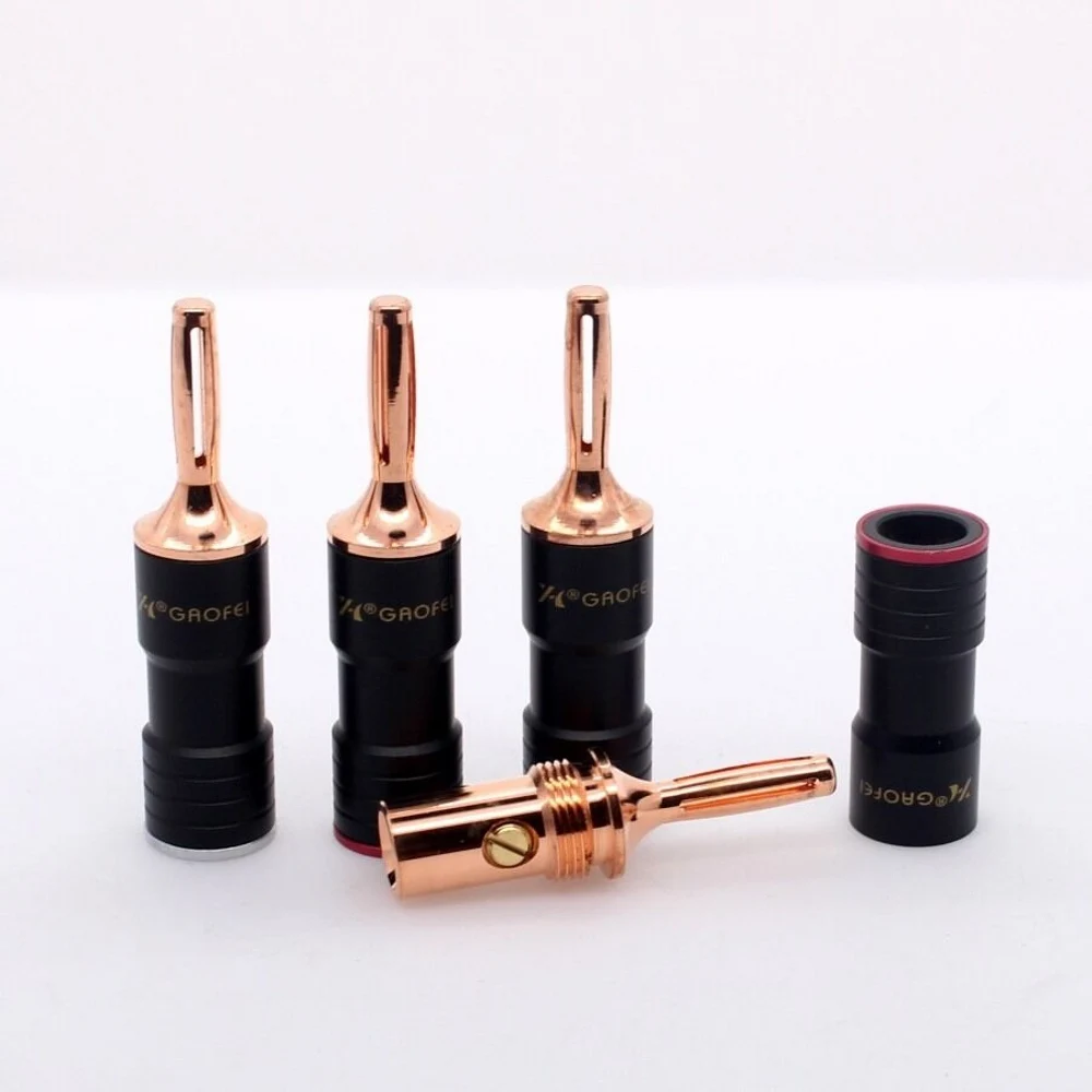 4 قطعة Hifi الصوت 5 مللي متر gaofei GF-RED011B الأحمر النحاس RCA الموز التوصيل المقبس موصل ل أمبير الصوت المتكلم CD لاعب