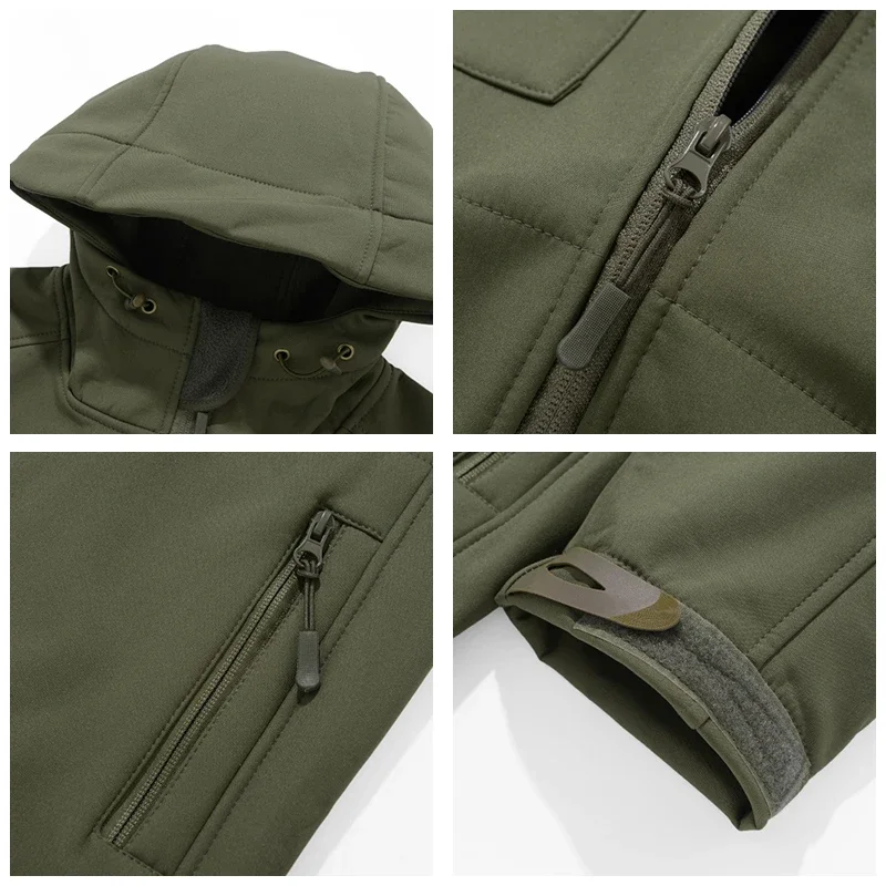 Men Lurker Shark Skin Soft Shell Tactical Jacket Waterproof Fleece Hooded Coat Hunt Clothes Autumn Solid Outdoor New Jacket Men - view 6