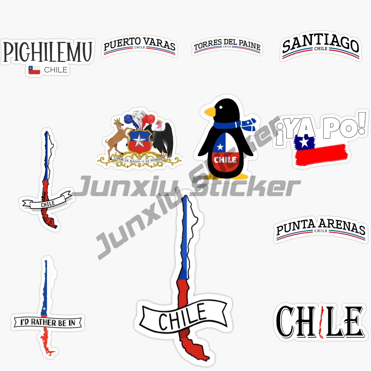 

CHILE National Flag and Emblem Car Stickers Cars 3D Vinyl Self-adhesive PVC Car Wrap Window Auto Products Motorcycle Decals