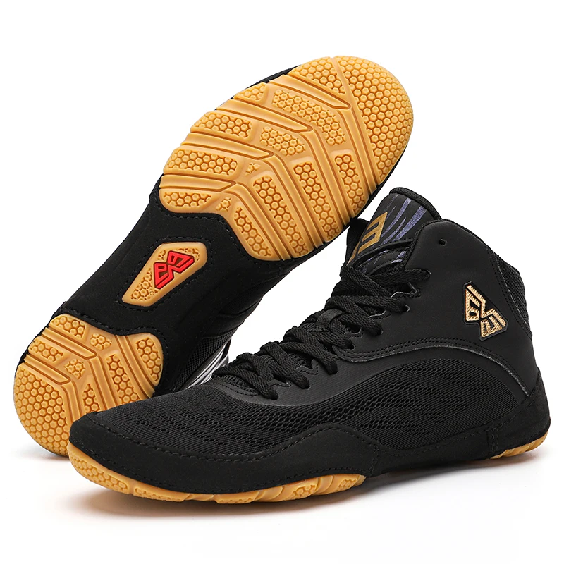 

Professional Mens High-top Wrestling Shoes Boxing Fighting Training Boots Outdoor Sports Shoes Big Size 46 Male Squat Sneakers