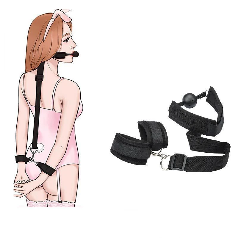 SM Back Handcuff Restraint BDSM Sex Toy Set Mouth Gag Slave Play Sextoy Adult Couple Woman 18+ Bondage Kit SEt Sex Product Shop