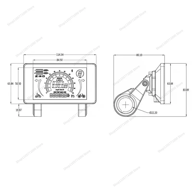For 24V-72V Electric Bicycle LCD Four-inch Liquid Crystal Display Instrument with Light Sensing System NFC Switch Machine 6