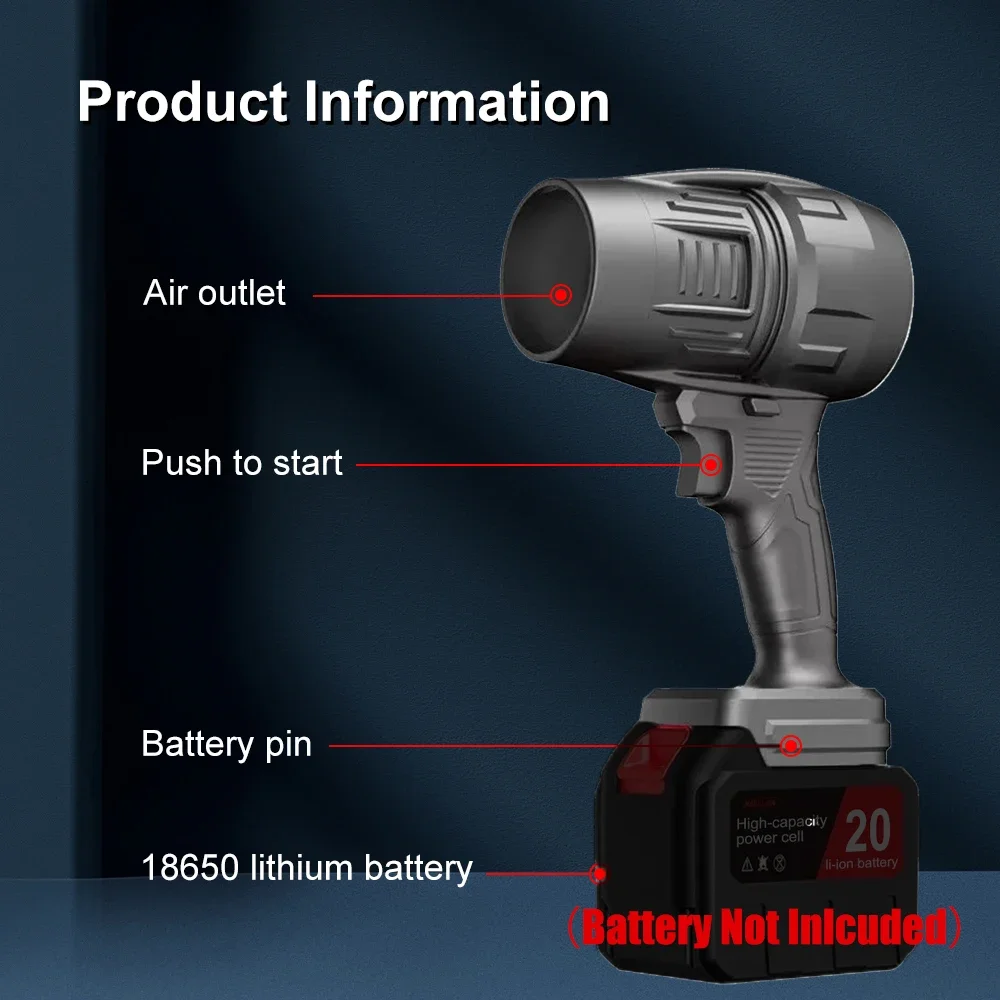 Imagem -06 - Handheld Car Turbine Cabelo Secador Limpeza Violent Air Gun Jet Fan Sopradores Elétricos Poderosos Remoção de Neve Secador para Makita 70 mm