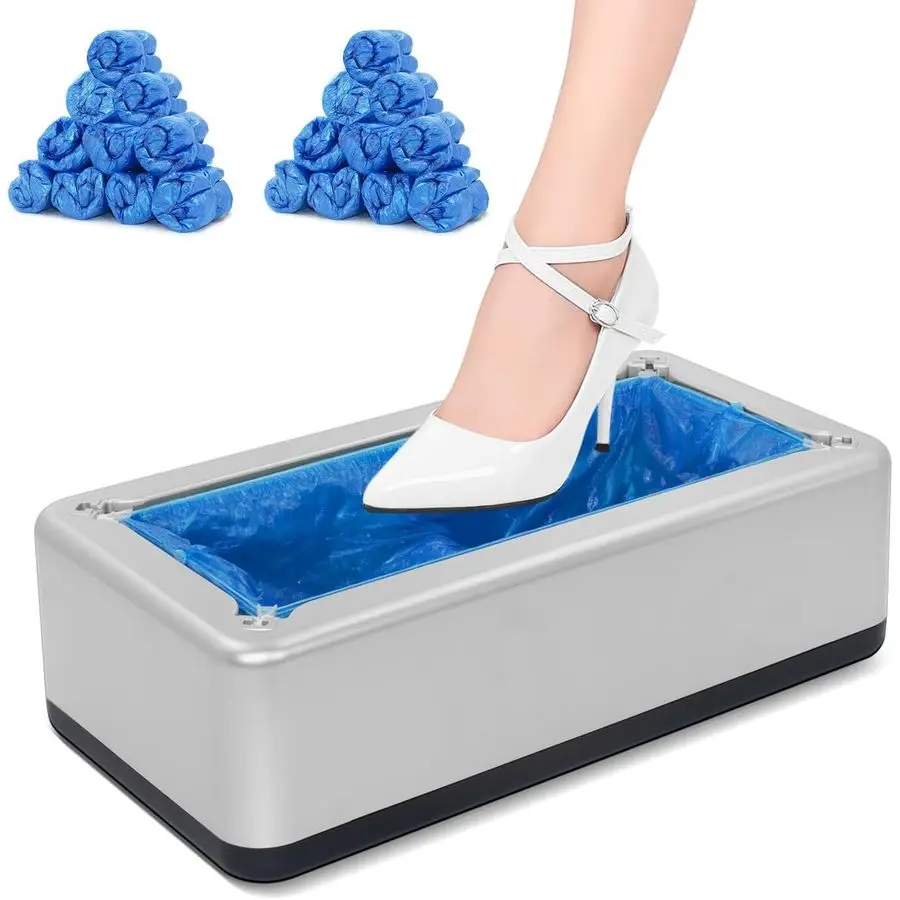 

Covers Dispenser with 200pcs Disposable Shoe Covers Non Slip, Automatic Shoe Cover Machine,Fits Size Up to 11 US Men, for Home,