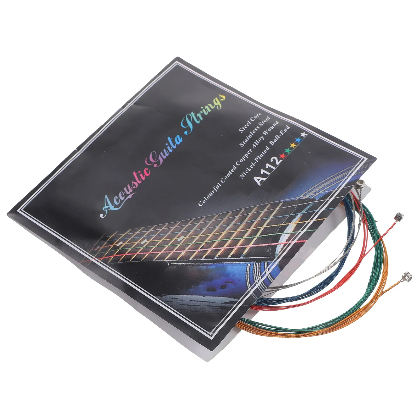 

6Pcs Colored Steel Acoustic Guitar Strings Rustproof Coated Folk Guitar Strings Replacement Set for Beginners Bright