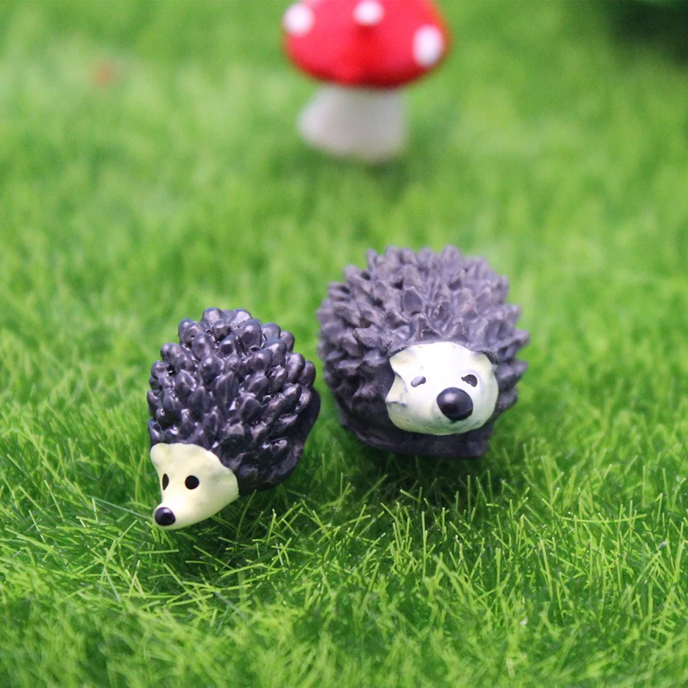 3pcs Succulent Figurines Mini Garden Decor Hedgehog Mushroom Landscaping Micro Landscape Decoration For Terrarium Scene