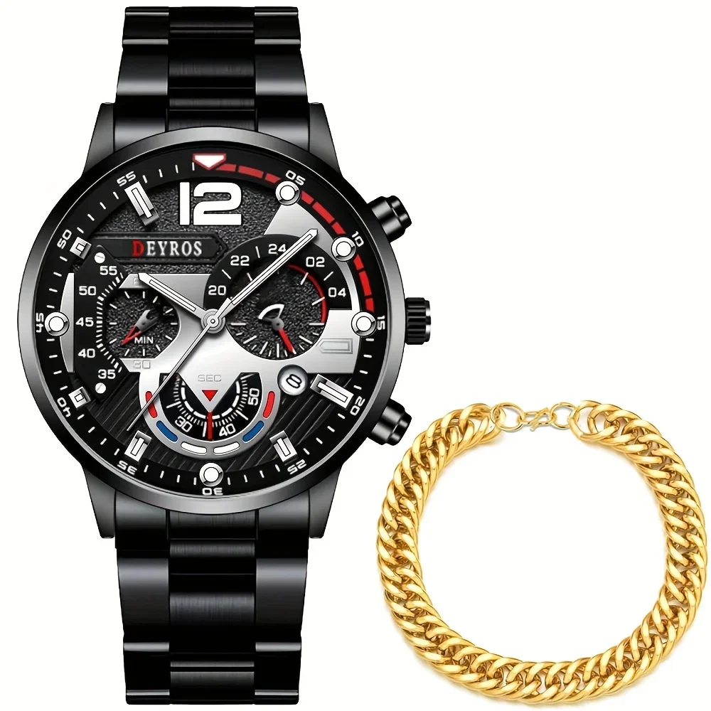 Relojes de acero inoxidable a la moda para hombre, pulsera con calendario, relojes de pulsera de cuarzo para hombre, reloj informal clásico para hombre, opción Ideal para regalos