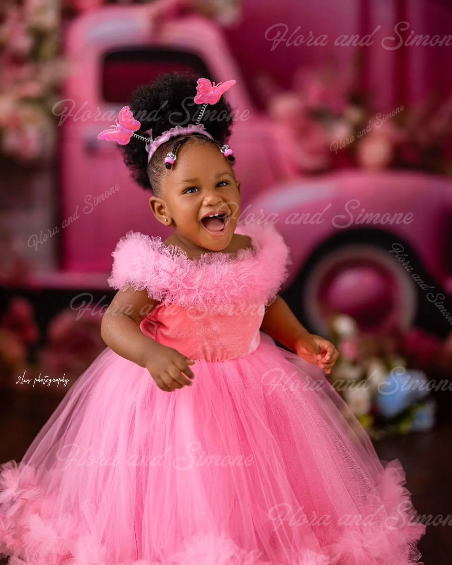 Vestido personalizado de flores para niña, vestidos de fiesta de cumpleaños con volantes y cuentas, vestidos de baile morados para sesión de fotos