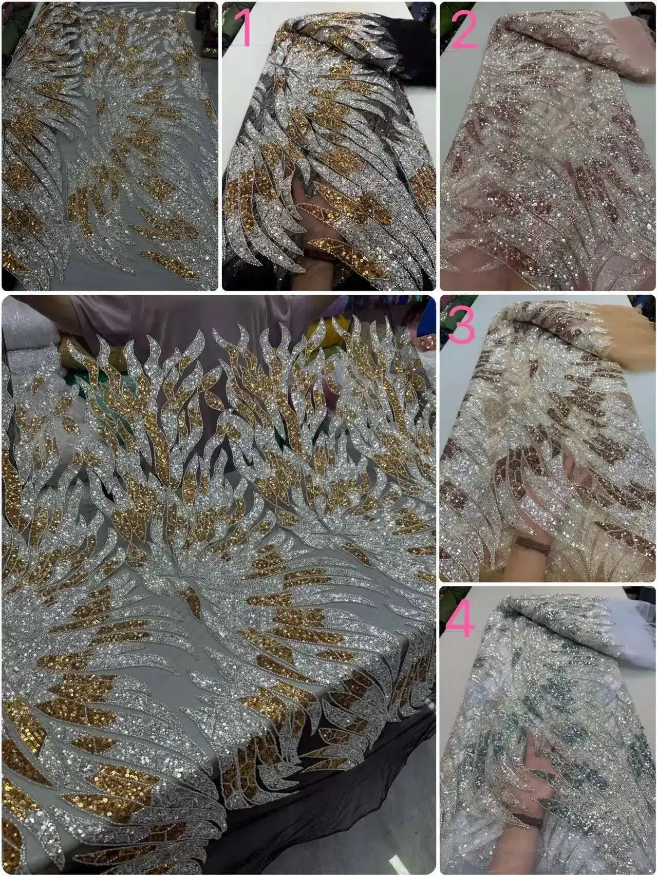 

African Beaded Groom Lace Fabric 2025 High Quality French Lace Fabric Sequins Nigerian Lace Fabrics For Wedding Sew