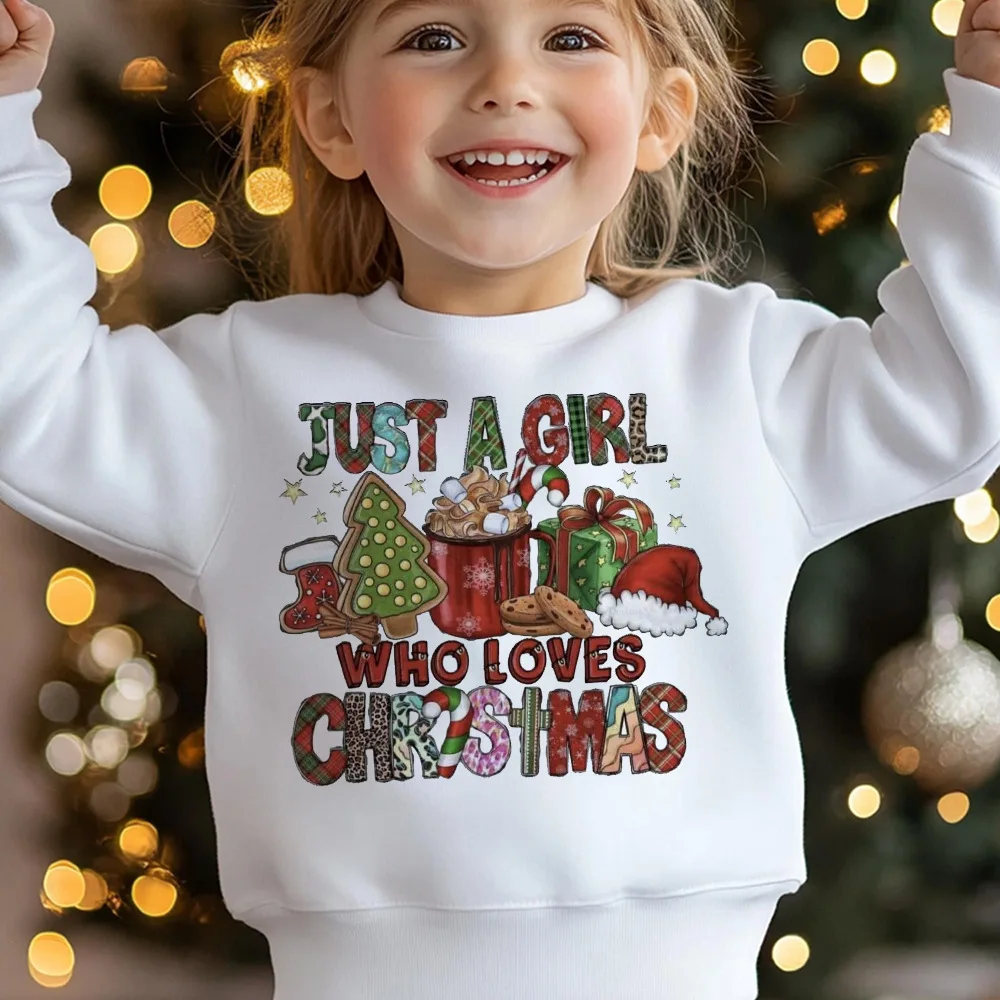 مجرد فتاة تحب عيد الميلاد طباعة الاطفال البلوز الطفل عيد الميلاد هوديي Topxmas المشاعر سترة الأطفال بلوزات الزي #1