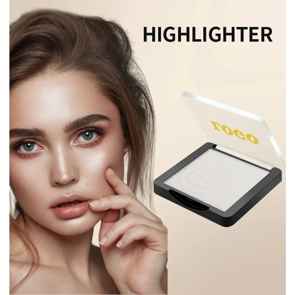 Square Transparent Cover Highlighter Palette Matte Shimmer Face Body Vegan Private Label Custom Logo Makeup Wholesale