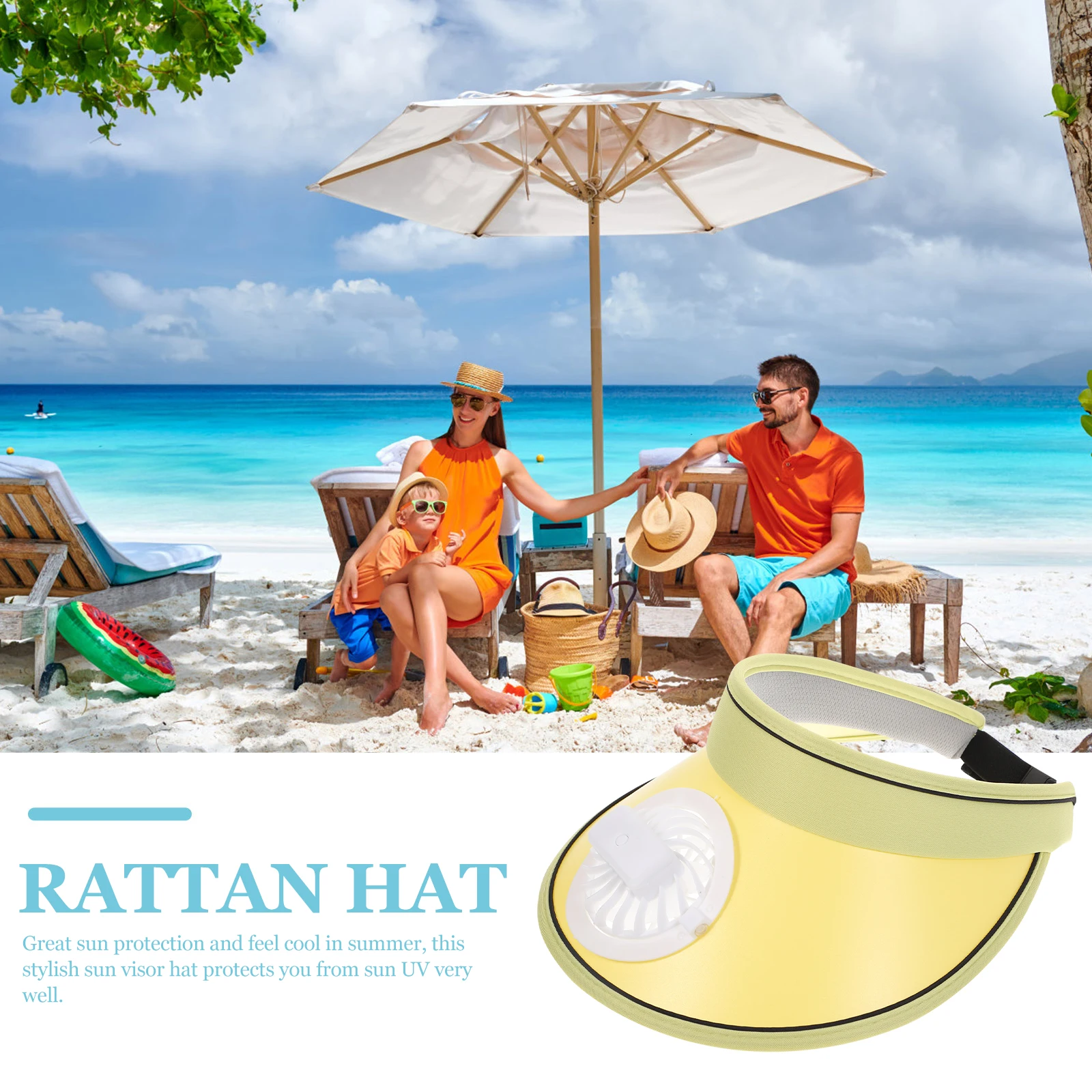 

Usb Electric Fan Large Sun Visor Uv Protection Hat Summer Beach Hats Wide Brim Cooling Adjustable Sunshade Outdoor Sports Pool