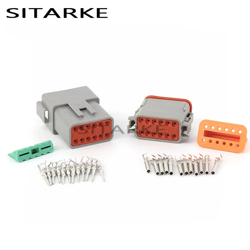 

5 Sets 12 Pin Deutsch DT Waterproof Auto Male Female Electrical Connector Plug DT04-12P DT06-12S With Terminals