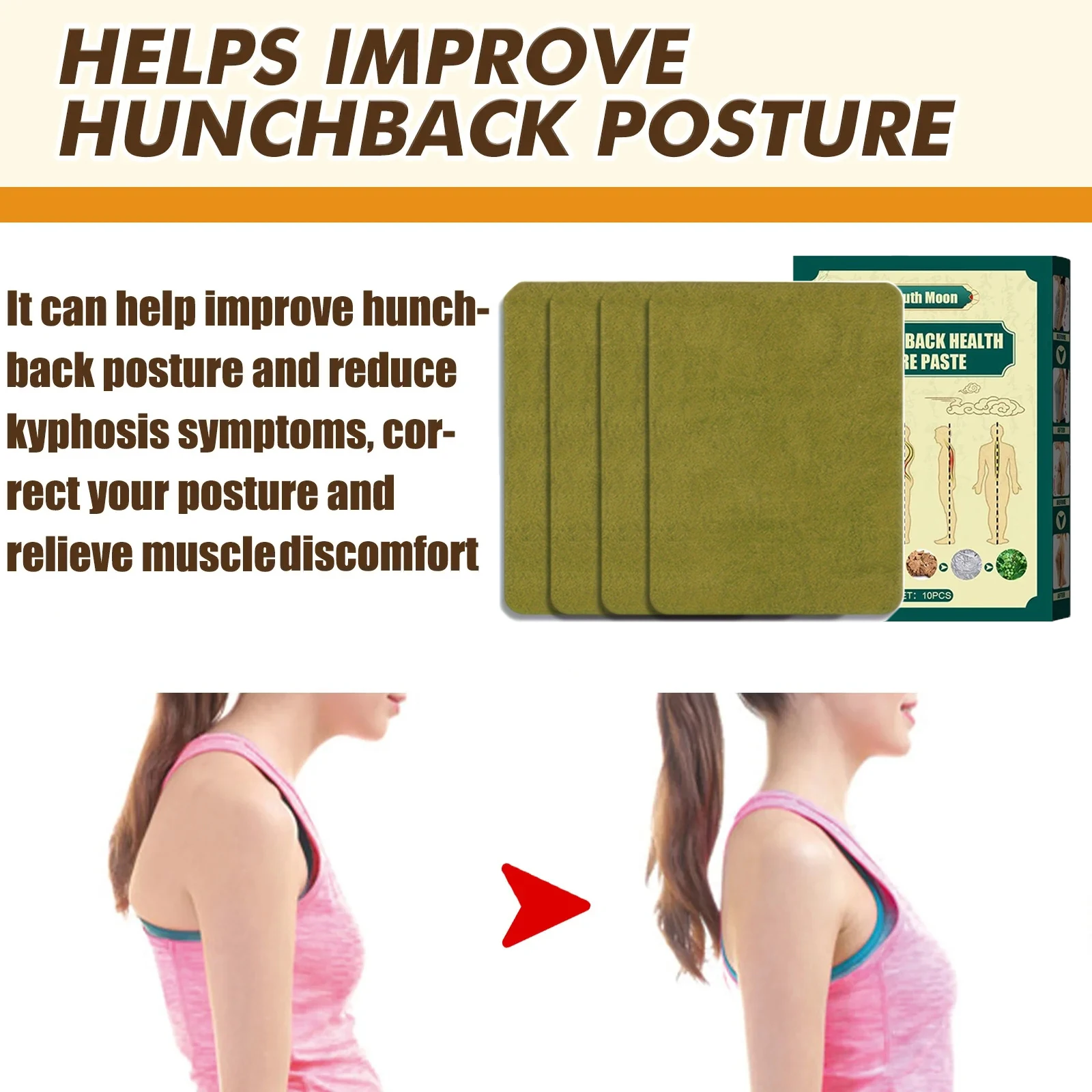 60-6 قطعة من رقعة تصحيح الحدباء لتدليك الظهر للمنزل والعمل والمكتب والرياضات الخارجية وتحسين شكل الجسم
