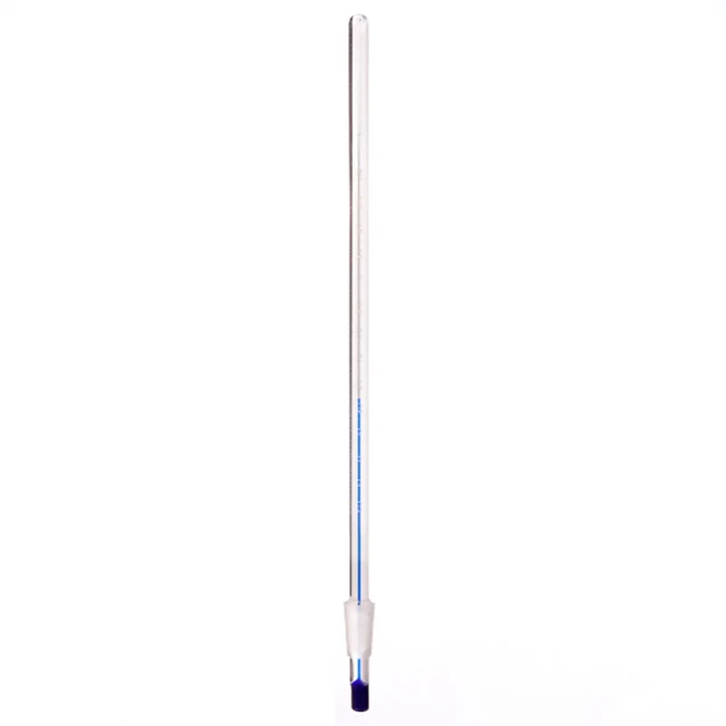 SYNTHWARE Thermometer with grinding mouth (dark blue kerosene), Joint 10/18, Insertion depth 25mm/50mm/76mm, Borosilicate glass