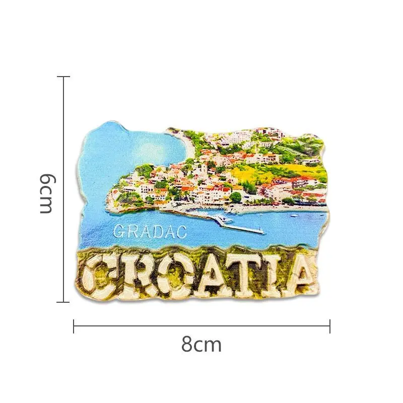 Croatia Travel Souvenirs Ancient City Blue Sea Scenery Decorations Personalized Gifts Resin Magnets