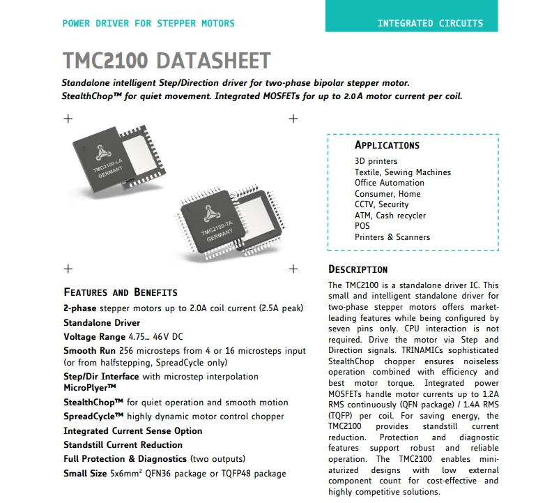 TMC2100-EVAL Silent Stepper Motor Driver Evaluation Boards Power Management IC Development Tools