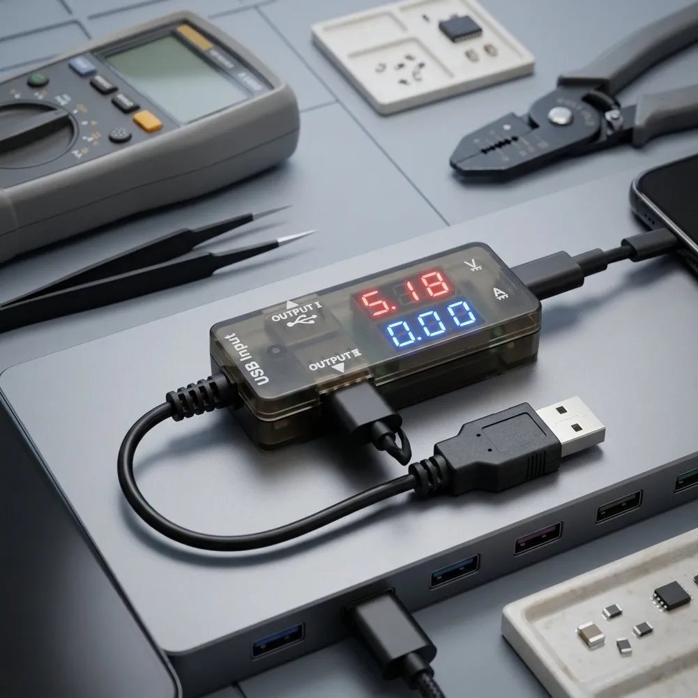 USB Tester 3.2-10V 0-3A Dual LED Display Voltmeter Ammeter For QC2.0/3.0 Phone Battery Capacity Detection Power Supply Tool