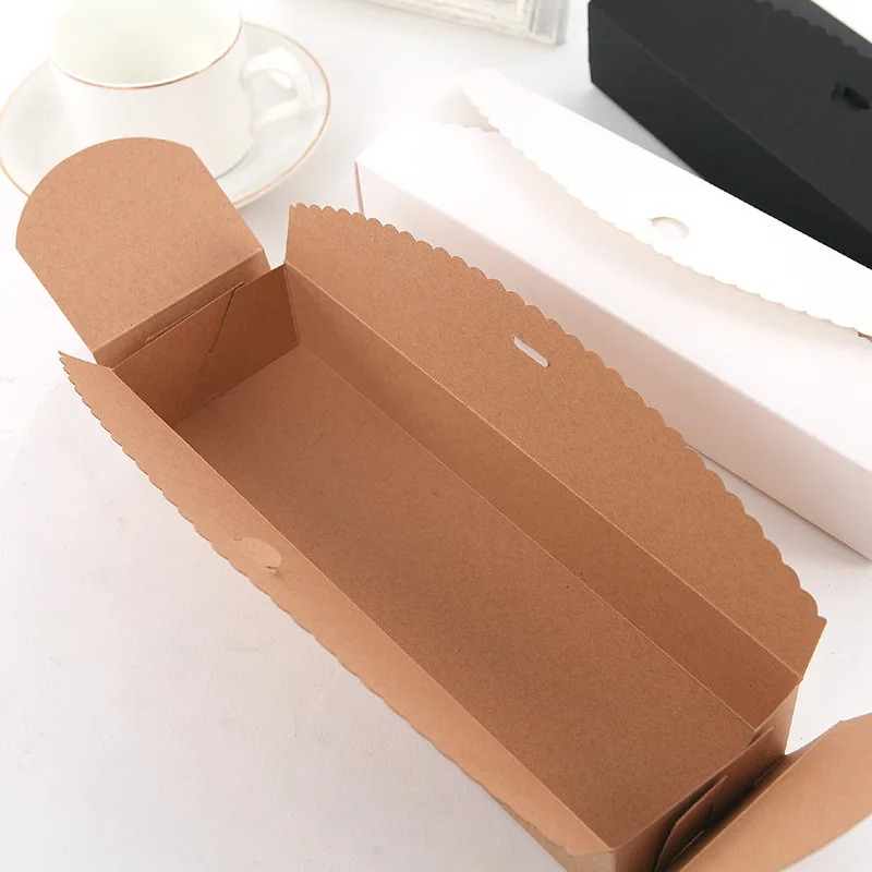 30/50/80pcs Lace Paper Box Long Box Gift Packaging Boxes Kraft Paper Cases For Swiss Roll, Towel Roll, Cake, Sandwich, Cookies