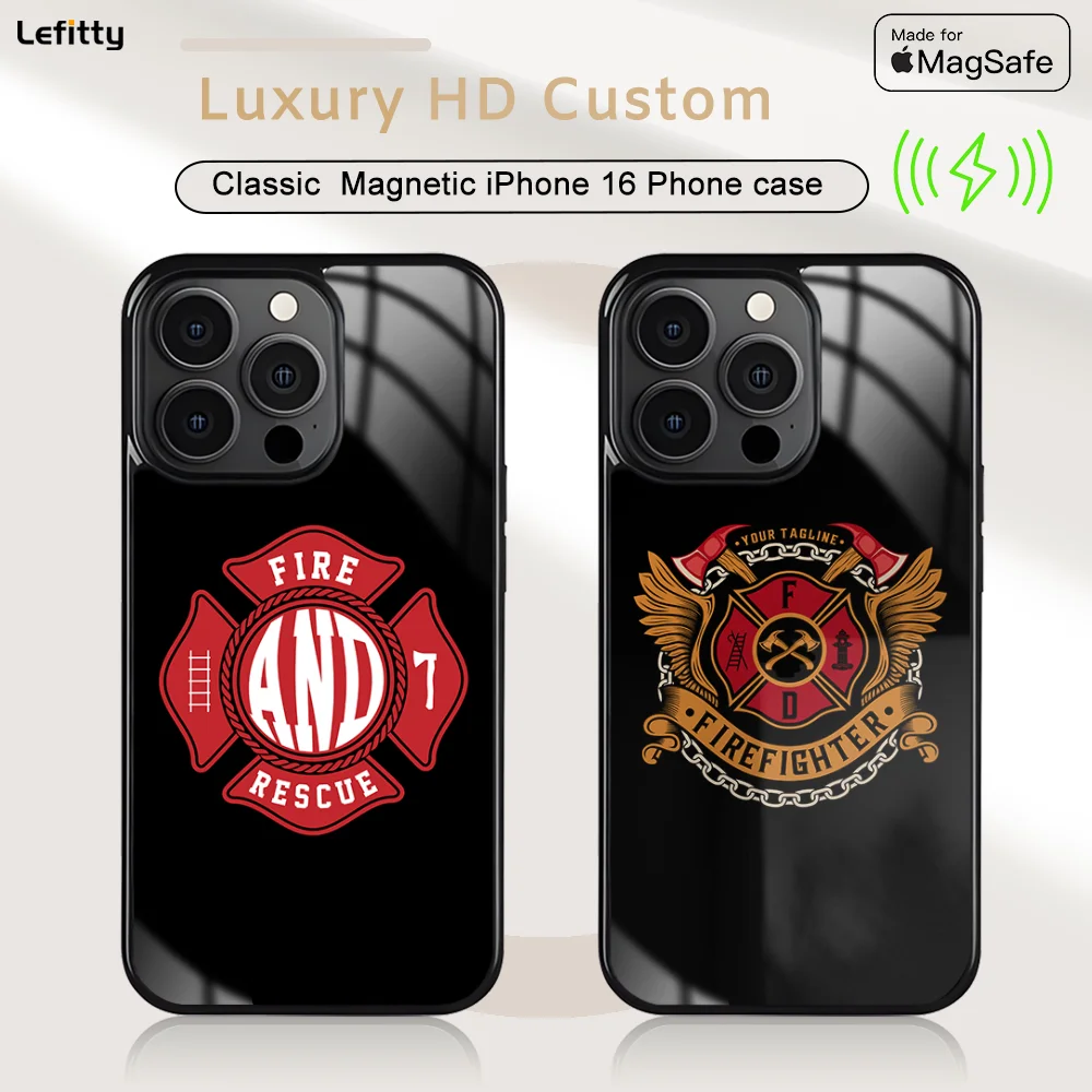

Firefighter Heroes Fireman Phone Case For iPhone 16 15 14 13 12 11 Pro Max Plus Mini Magnetic Magsafe Wireless Charging Cover