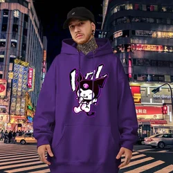 Cartoon Graphic Printed Male Sweatshirts Kawaii Kuromi Classic Pattern Anime Trendy Long Sleeve Men Hoodies Autumn Winter Tops