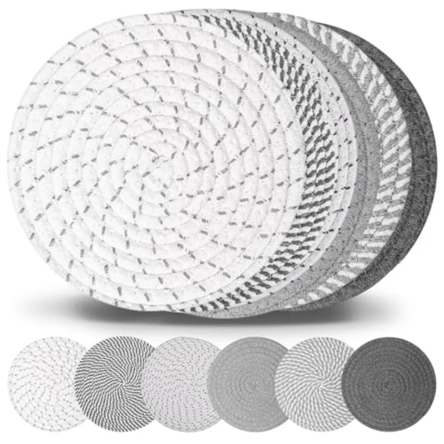 

10" Trivets for Hot Dishes Hot pots and Pans Set of 6 Heat Resistant Pot Holders for Kitchen Hot Pads for Countertops