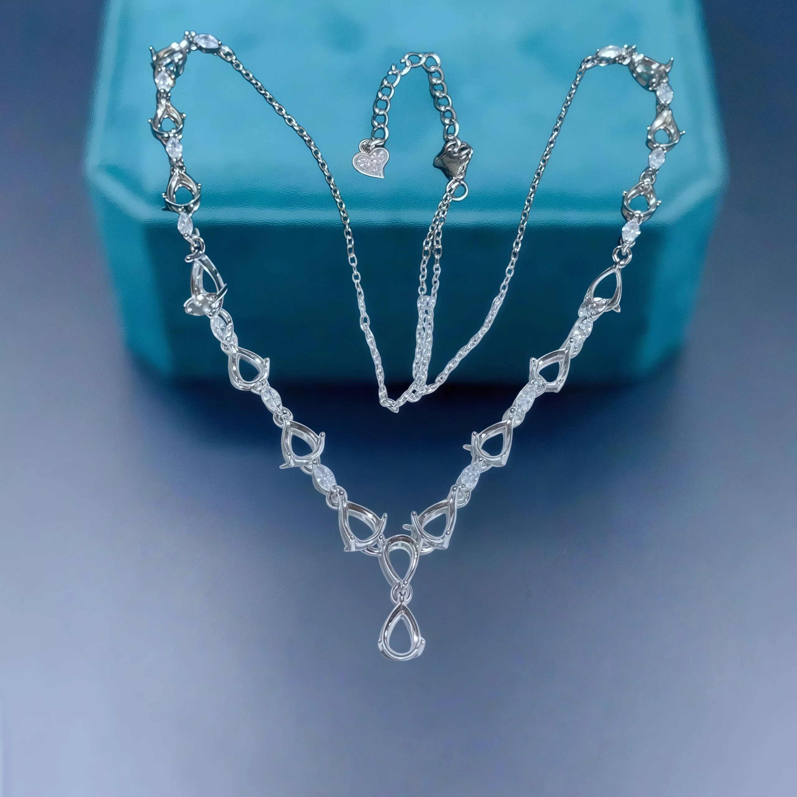 

Fashion DIY Necklace Empty Holder S925 Sterling Silver Setting 4*6mm Water Drop Stone Fine Zircon Weddings Jewelry for Woman
