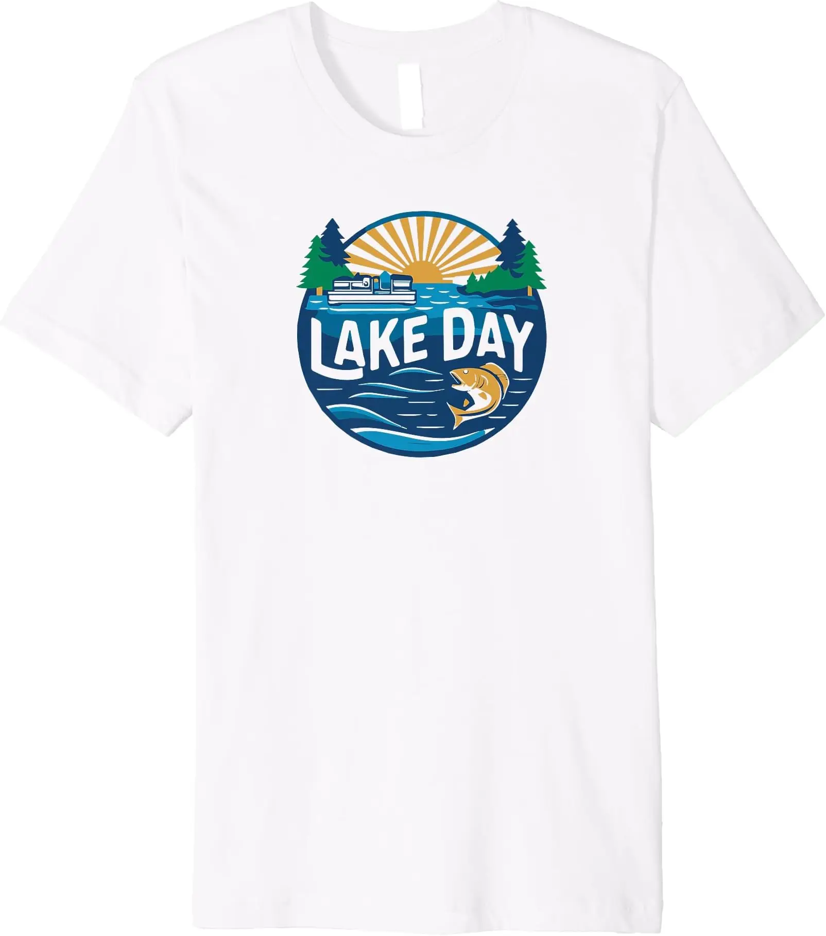

Lake Day! Retro Lake Boat Summer Day Design T-Shirt Anime Graphic Men Clothing Tees High Quality 100%Cotton Short Sleeve