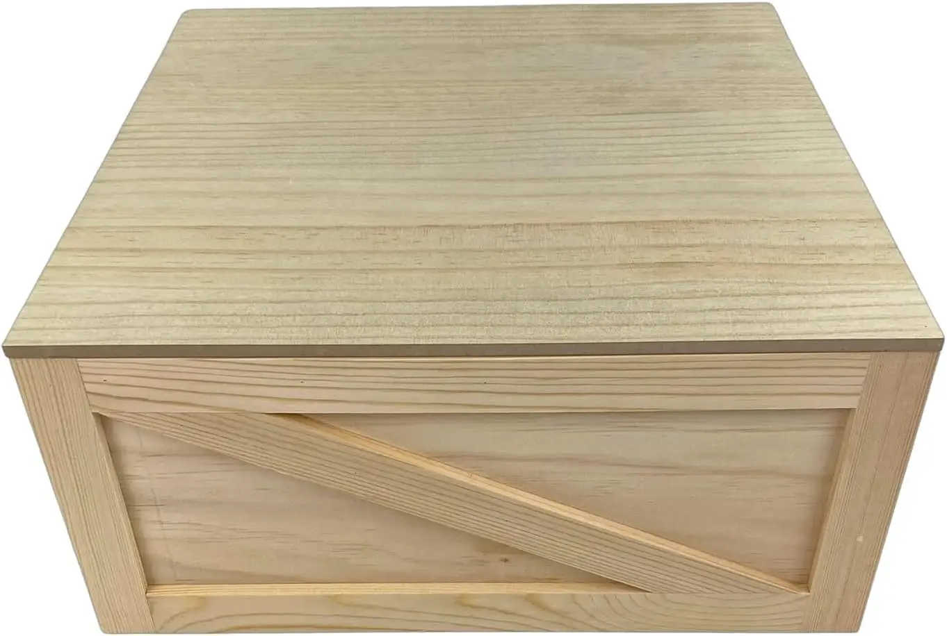 Large Wooden Box With Drop Lid | Rustic Keepsake Storage Crate (19"" X 19"" X 6.5"")