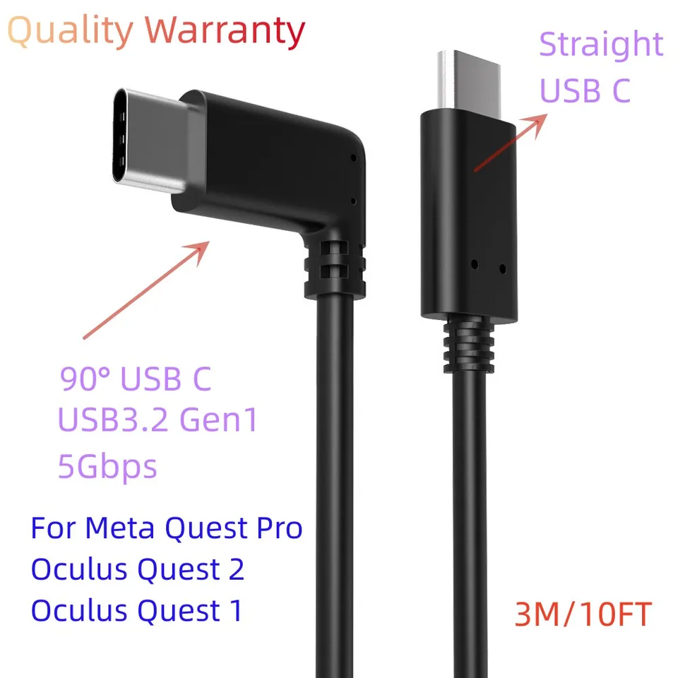 Type-C Kabel for Meta Quest 2 Quest3 Pro USB3.2 Gen1 USB C 3.0 3M