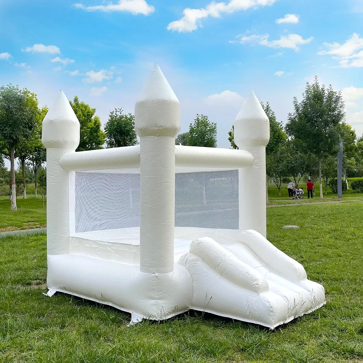 wholesale Bounce House 6FTx8FT White Bounce House with Slide Air Blower jumping Family Backyard Bouncy Castle Idea for Kids free