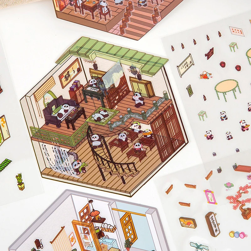 Cartoon Cute 3D DIY Landscaping Stickers Miniature Scene Visual Stacking Stickers Creative DIY Decoration Stickers Gifts