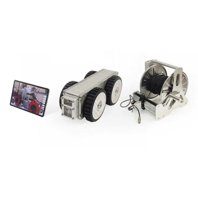 Customize CCTV 120mm WIFI Mini Pipe Inspect Crawler Robot Camera IP68 Waterproof 100-200 Meters Cable APP Software Count Length