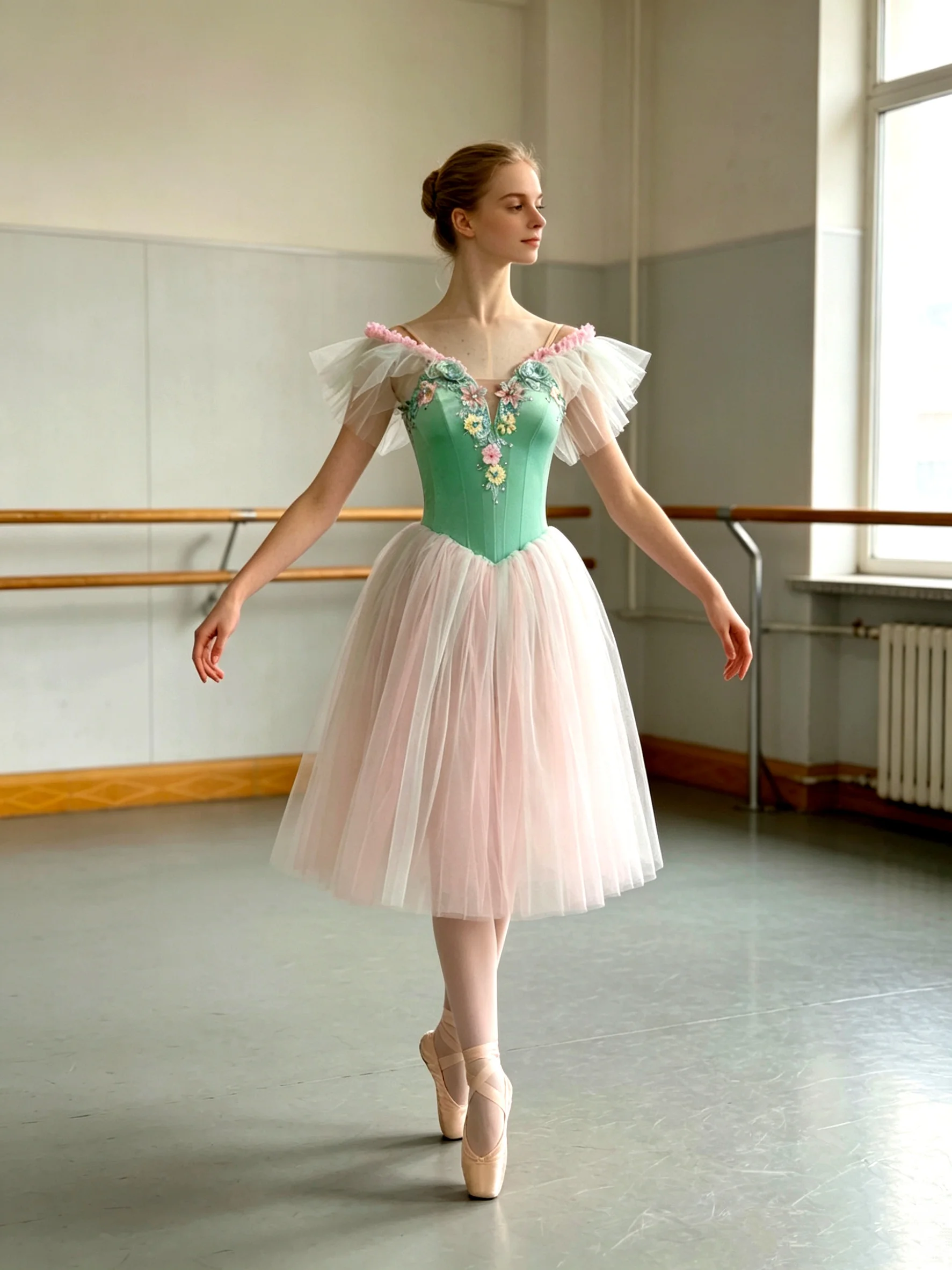 Qiwu Ballet Flower Fairy Long Dress Simplified Performance Costume Customization