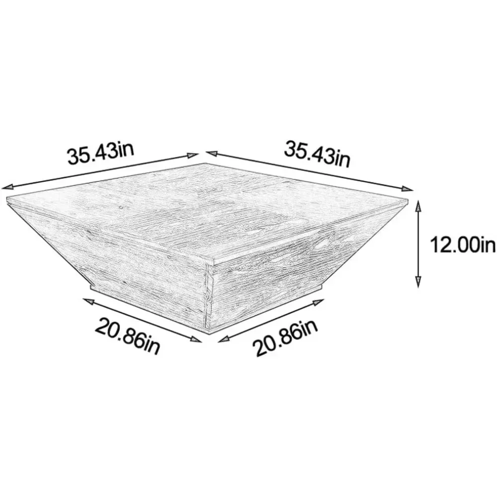 Mesa de café de madeira rústica do meio do século para sala de estar, Levante a quinta superior com armazenamento, Madeira quadrada
