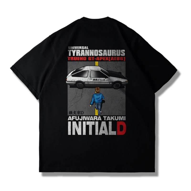 

Text D Joint Car Japanese Animation AE86 Drift Short-sleeved T-shirt Men's and Women's Summer Tide Brand