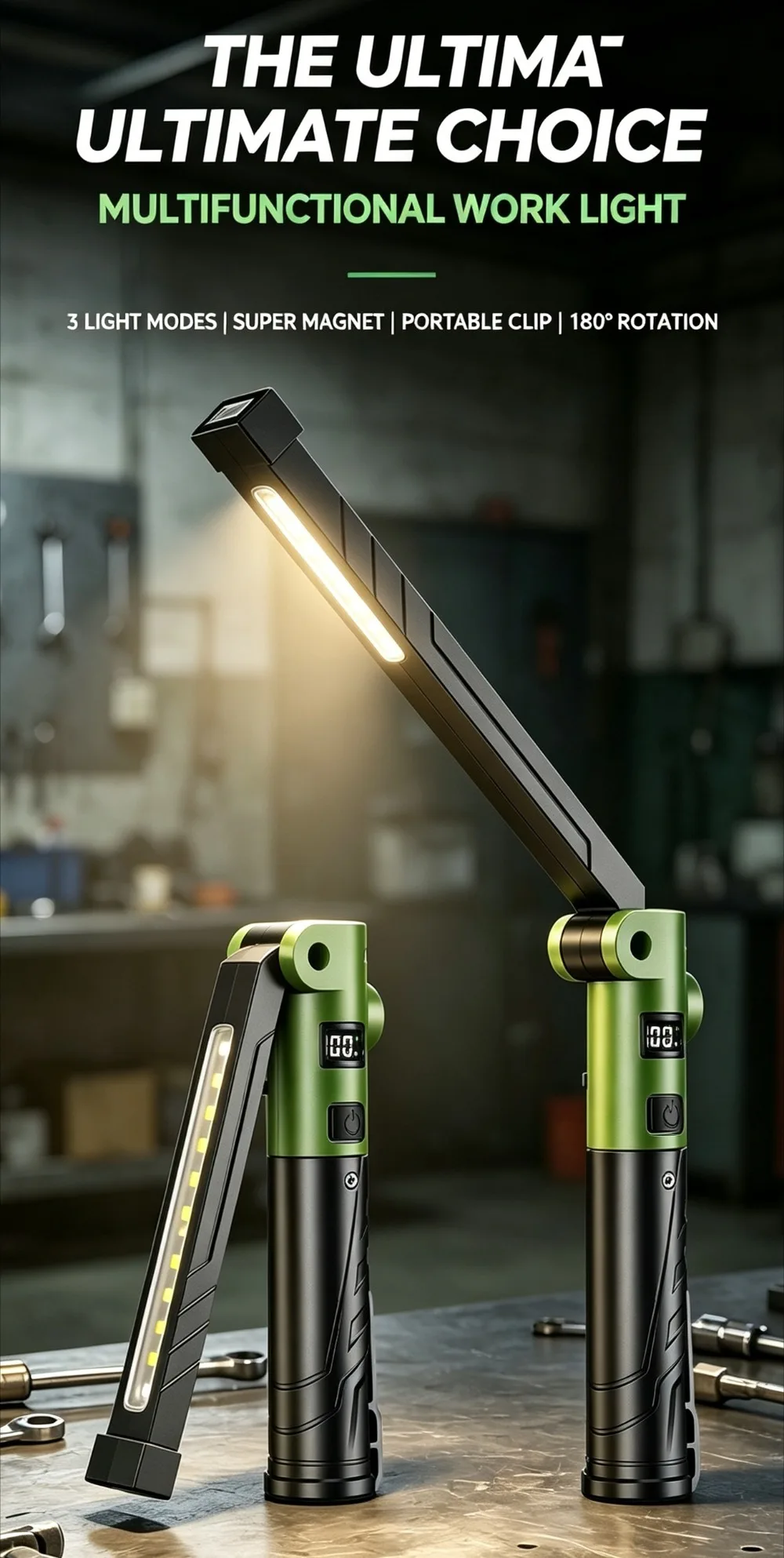 Superhelle, wiederaufladbare Taschenlampe mit hoher Lumenleistung - Faltbare, tragbare, multifunktionale Leuchte für Outdoor-Autoreparaturen, langlebig – Detail 1