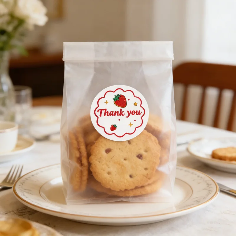 300Pcs/roll Strawberry Thank You Sticker Baking Gift Packaging Sealing Stickers Hand Account Decoration Stickers