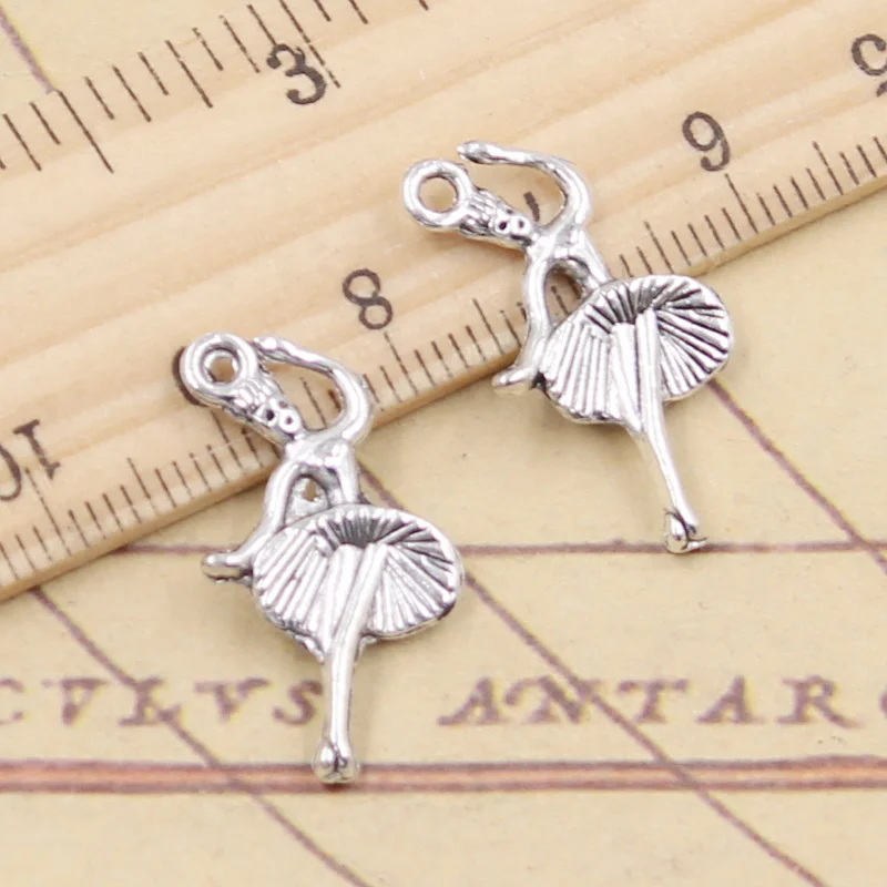 10pcs Charms Ballet Dancer Girl 25x13mm Tibetan Silver Color Pendants Antique Jewelry Making DIY Handmade Craft